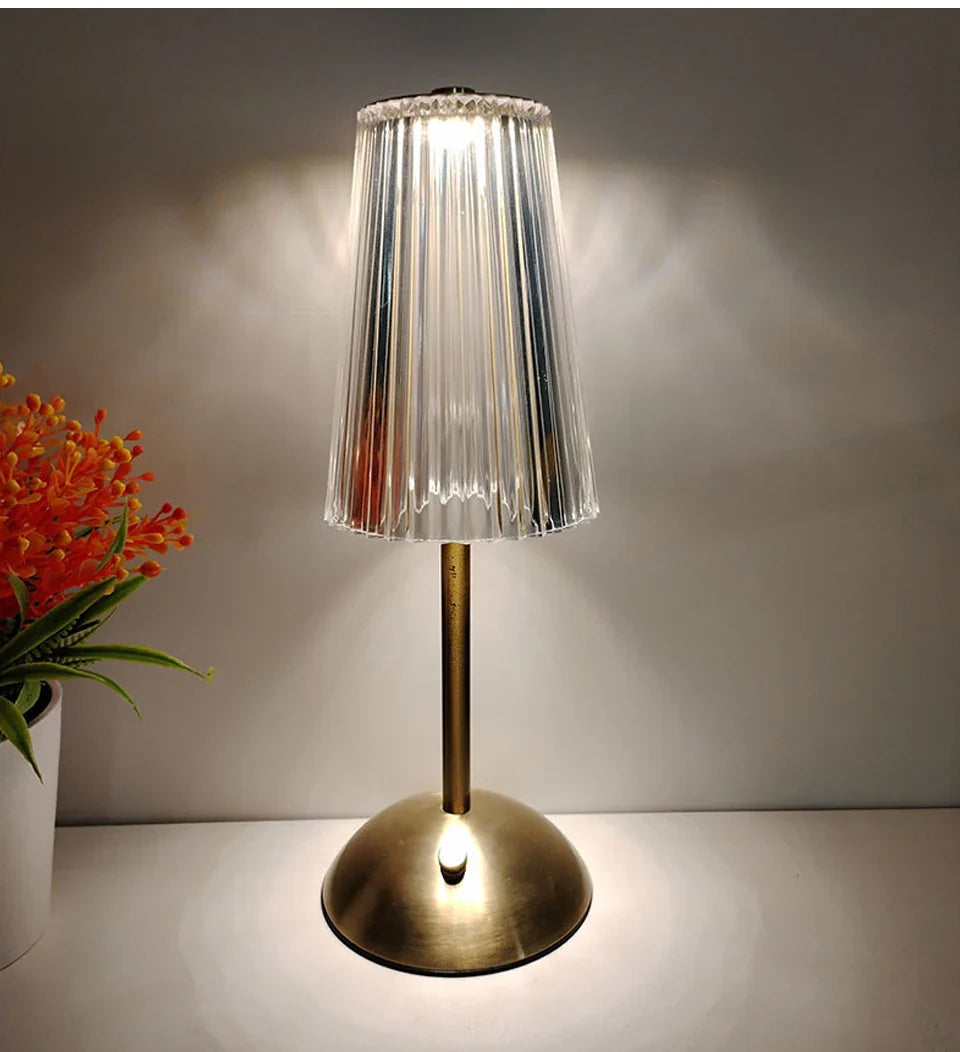 Lampe de chevet Baroque Tactile en Verre - Opale