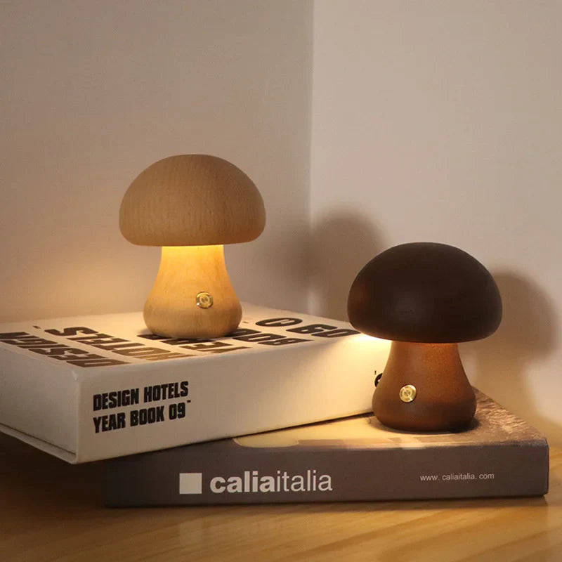 Lampe de chevet Champignon en Bois Sans fil - Opale Image