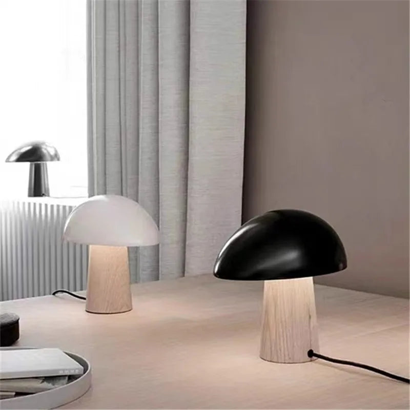 Lampe de chevet à LED Champignon en Bois - Opale Image