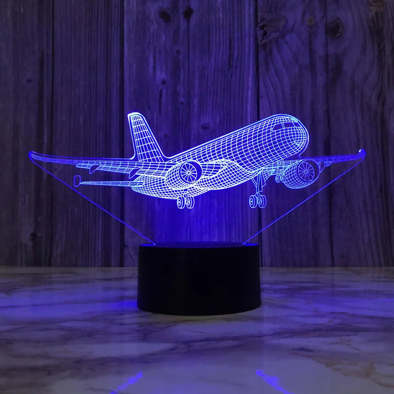 Lampe de chevet LED Projection Avion Tactile - Opale