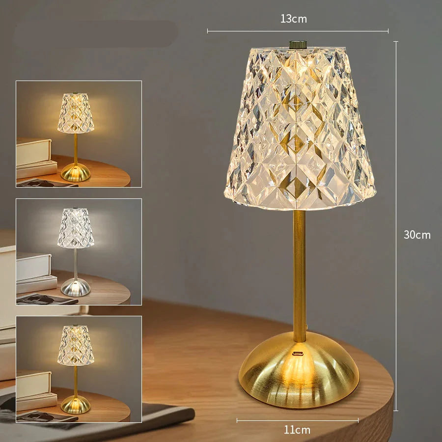Lampe de chevet Baroque Tactile en Verre - Opale