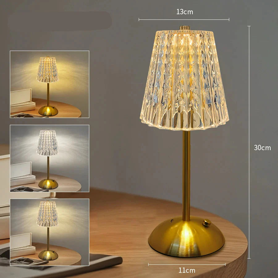 Lampe de chevet Baroque Tactile en Verre - Opale