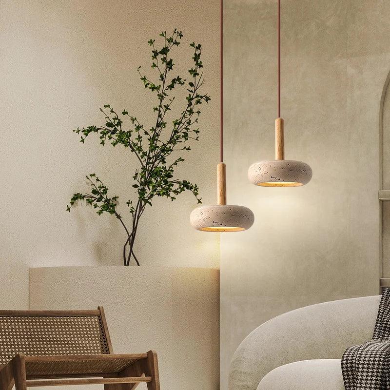 Lampe de chevet LED Suspendue en Pierre Design - Opale
