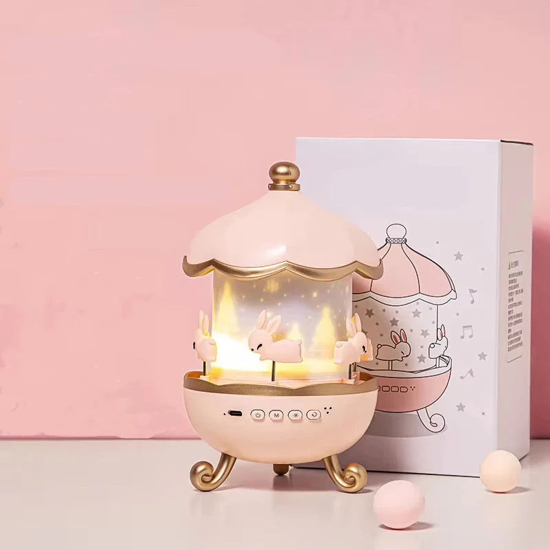 Lampe de chevet Bébé Fille avec Lapin à Projection Étoilé - Opale Image