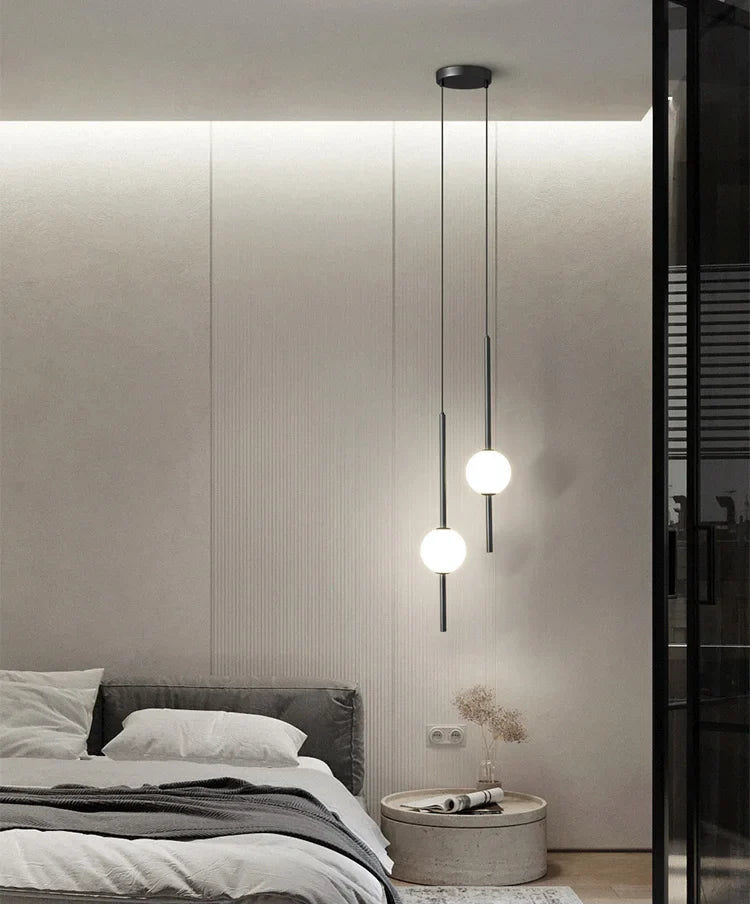 Lampe de chevet Moderne Suspendue Boule en Verre Nordique - Opale