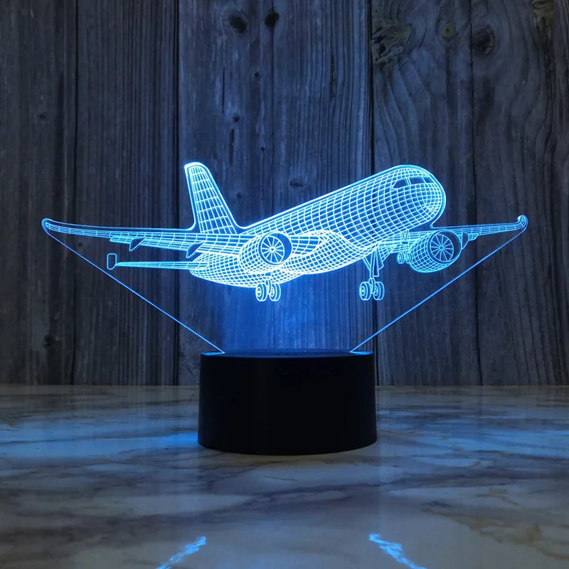 Lampe de chevet LED Projection Avion Tactile - Opale