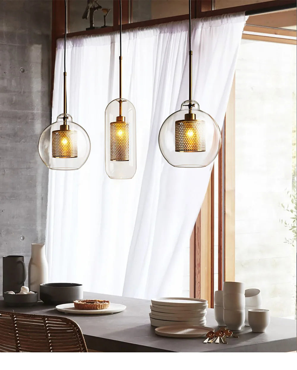Lampe de chevet Suspendue Industrielle - Opale Image