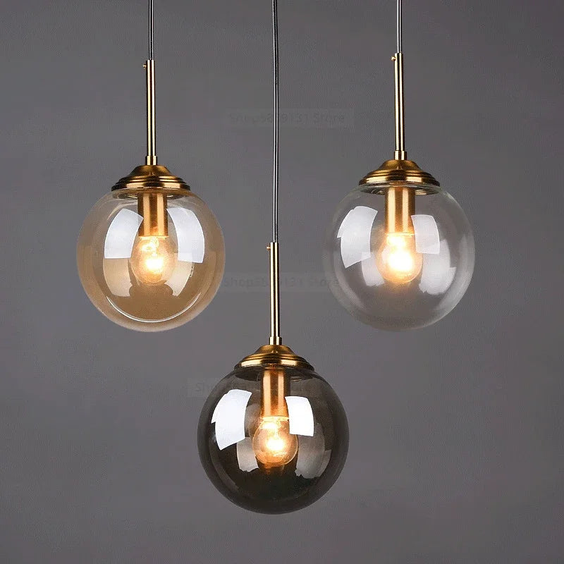 Lampe de chevet Suspendue Boule en Verre Nordique - Opale