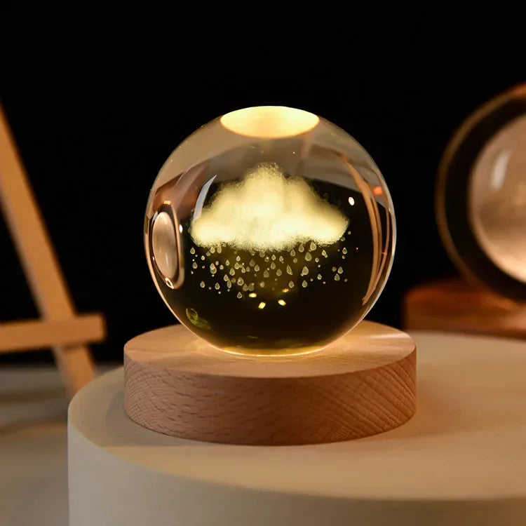 Lampe de chevet USB Sphère Féerique - Opale