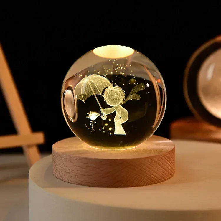 Lampe de chevet USB Sphère Féerique - Opale