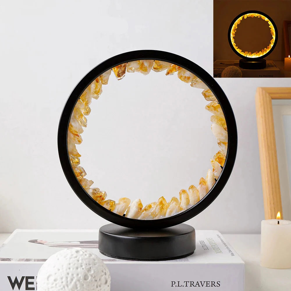 Lampe de chevet LED Ronde en Pierre Précieuse Naturelle - Opale