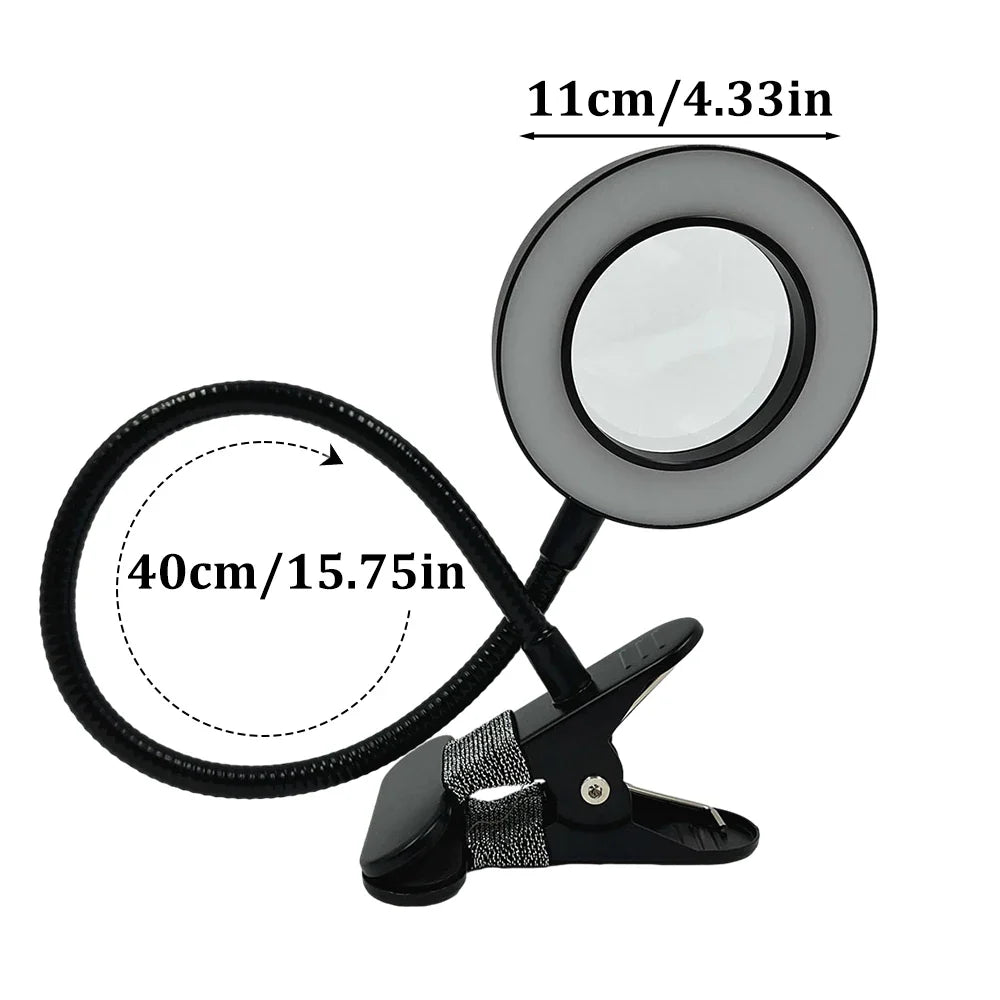 Lampe de chevet Lecture Pince à Clip avec Loupe - Opale