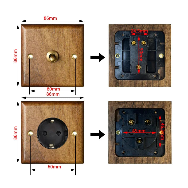Interrupteur Lampe de chevet Murale en Bois Massif - Opale