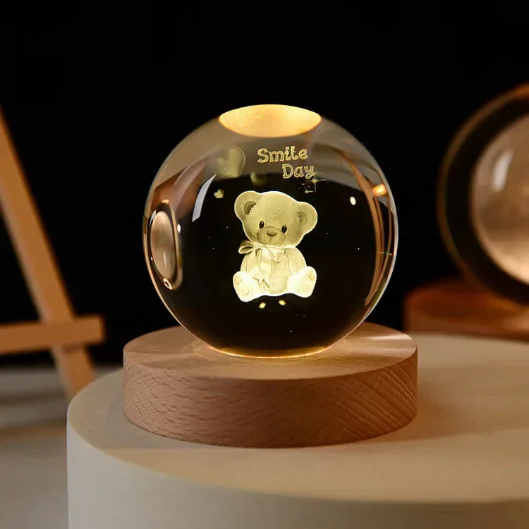Lampe de chevet USB Sphère Féerique - Opale