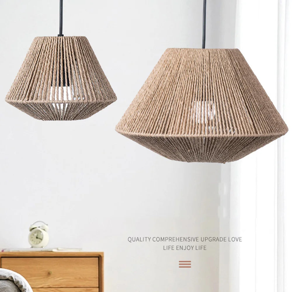 Abat-Jour Lampe de chevet Suspendue en Rotin Tissé - Opale