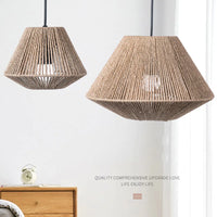 Abat-Jour Lampe de chevet Suspendue en Rotin Tissé - Opale