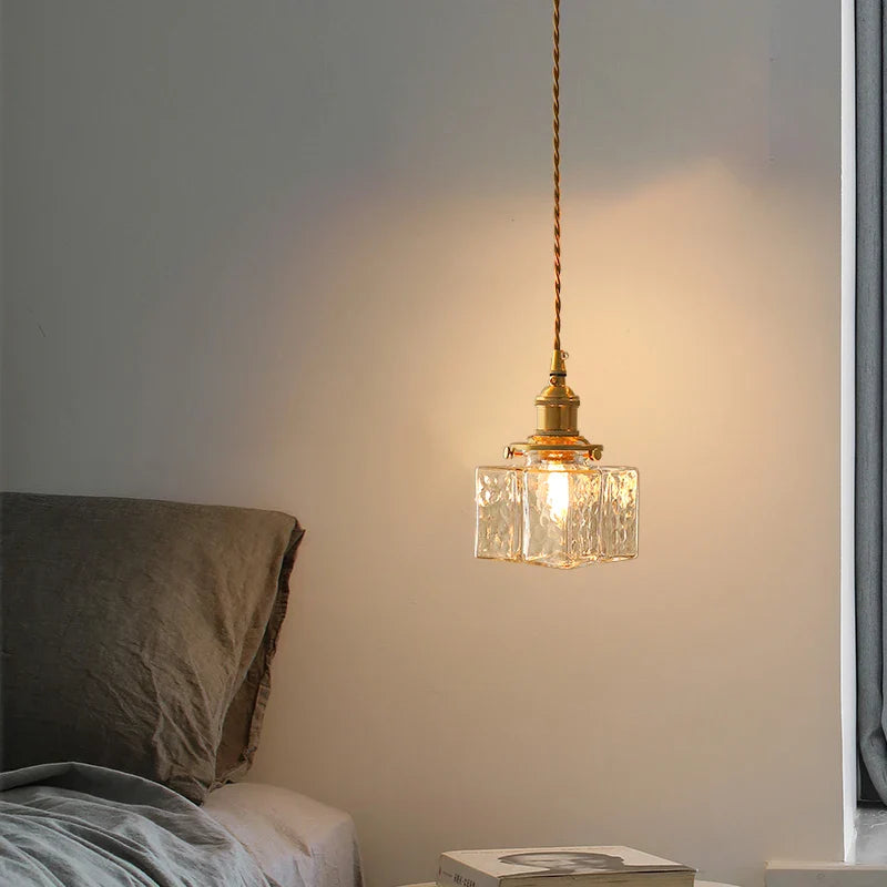 Lampe de chevet Moderne Rétro Suspendue en Verre - Opale