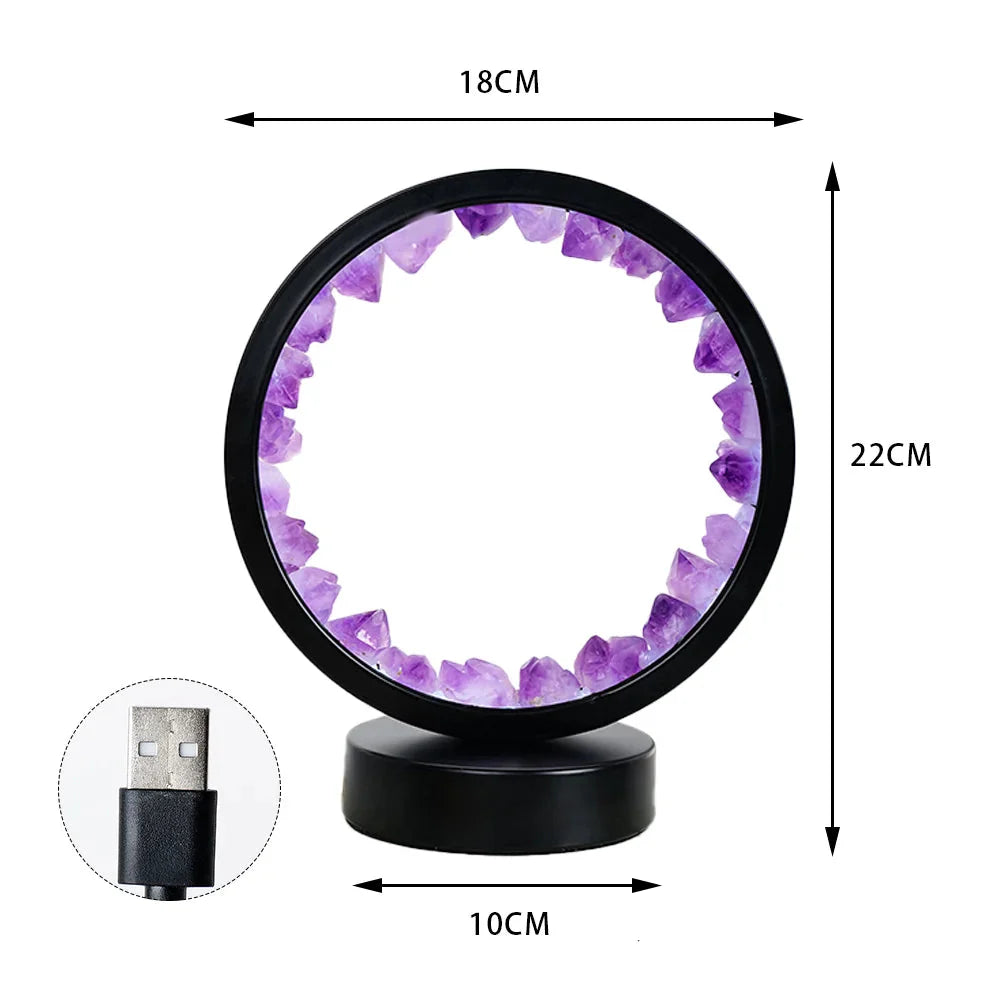 Lampe de chevet LED Ronde en Pierre Précieuse Naturelle - Opale