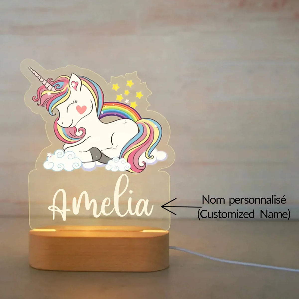 Lampe de chevet Enfant Jungle Nom Personnalisé - Opale