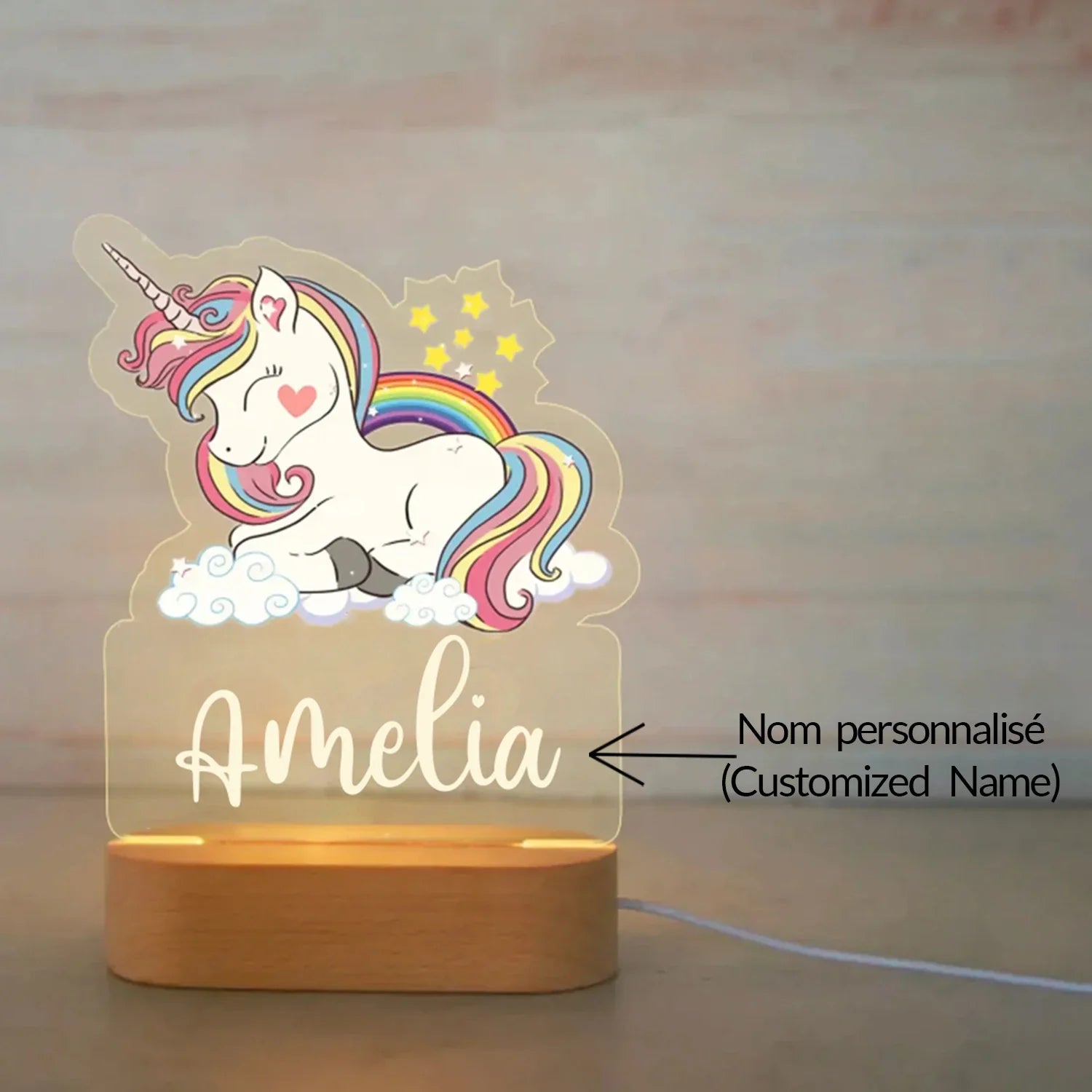 Lampe de chevet Enfant Jungle Nom Personnalisé - Opale