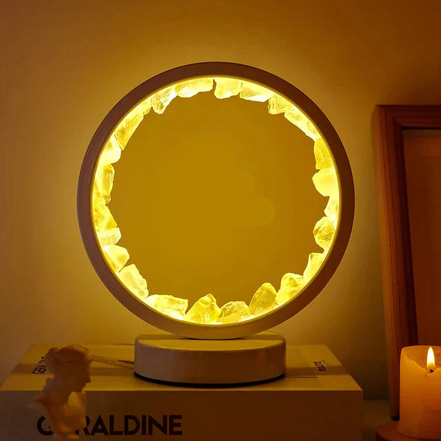 Lampe de chevet LED Ronde en Pierre Précieuse Naturelle - Opale Image