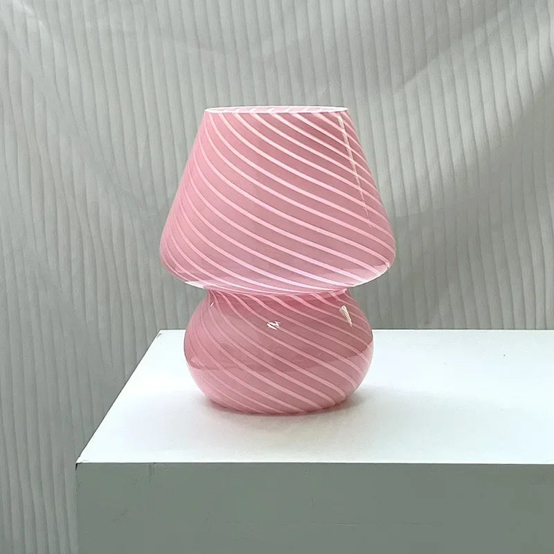 Lampe de chevet en Verre Rayé LED Vintage - Opale