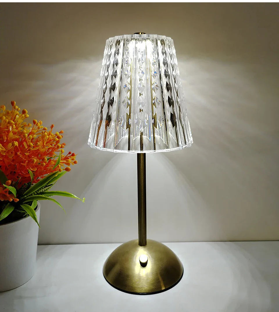 Lampe de chevet Baroque Tactile en Verre - Opale