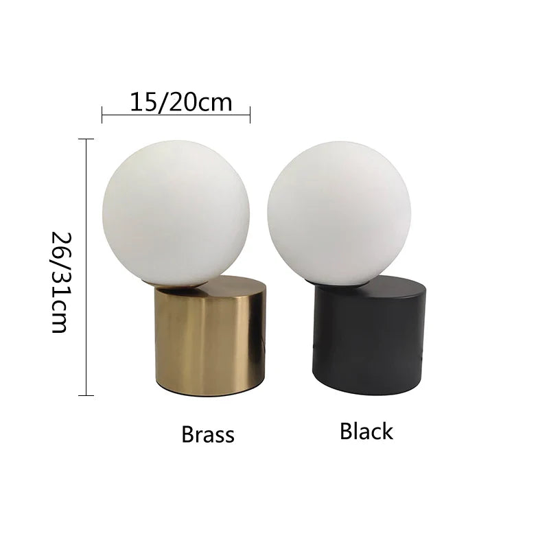 Lampe de chevet Design en forme de Boule en Verre - Opale