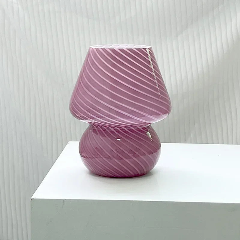 Lampe de chevet en Verre Rayé LED Vintage - Opale