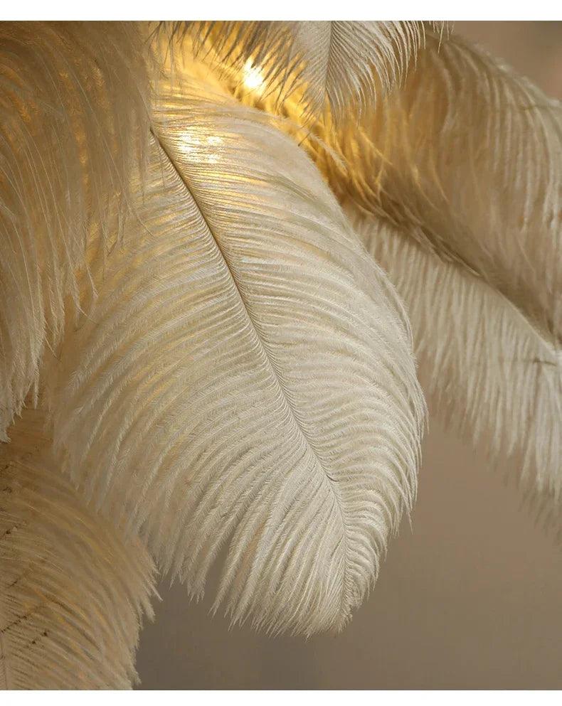 Lampadaire en Laiton et Plumes d'autruche - Opale