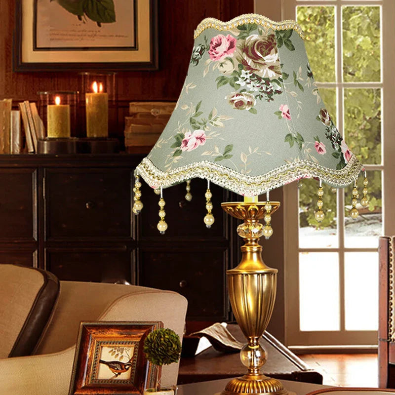 Abat-Jour Lampe de chevet style Baroque en Tissu - Opale