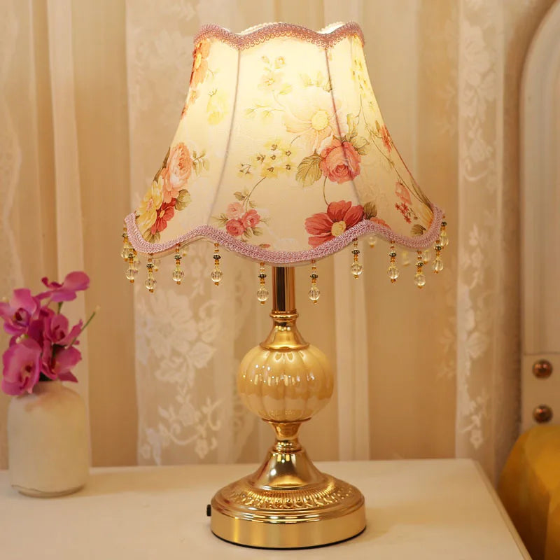 Lampe de chevet Baroque avec Abat-Jour en Tissu - Opale
