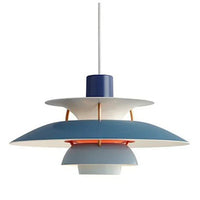 Suspension scandinave en métal coloré coloris nuances de bleu, vue de face
