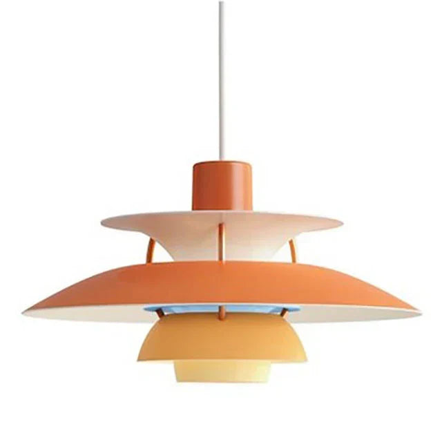 Suspension scandinave en métal coloré coloris nuances d'orange, vue de face