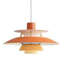 Suspension scandinave en métal coloré coloris nuances d'orange, vue de face