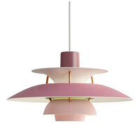 Suspension scandinave en métal coloré coloris nuances de rose, vue de face