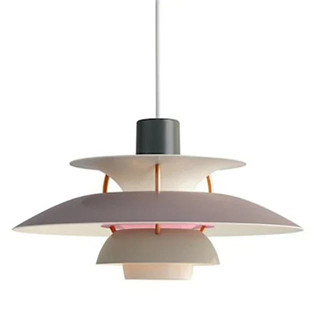 Suspension scandinave en métal coloré coloris nuances de gris, vue de face
