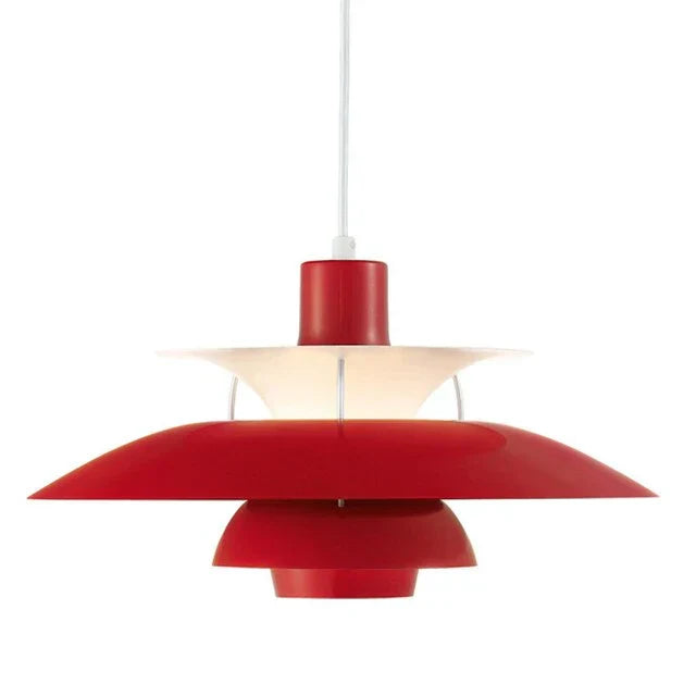 Suspension scandinave en métal coloré coloris rouge pur, vue de face