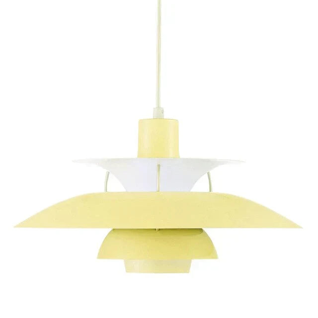 Suspension scandinave en métal coloré coloris jaune pur, vue de face