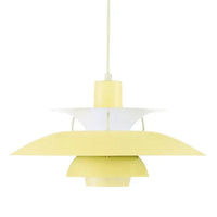 Suspension scandinave en métal coloré coloris jaune pur, vue de face