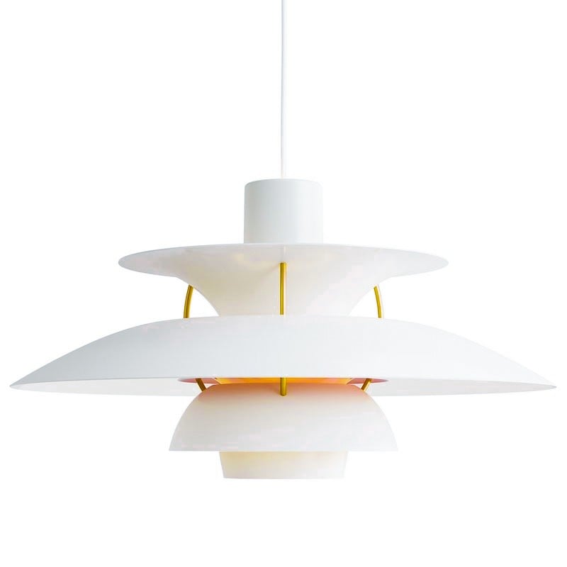 Suspension scandinave en métal coloré coloris blanc moderne, vue de face