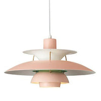 Suspension scandinave en métal coloré coloris rose pur, vue de face