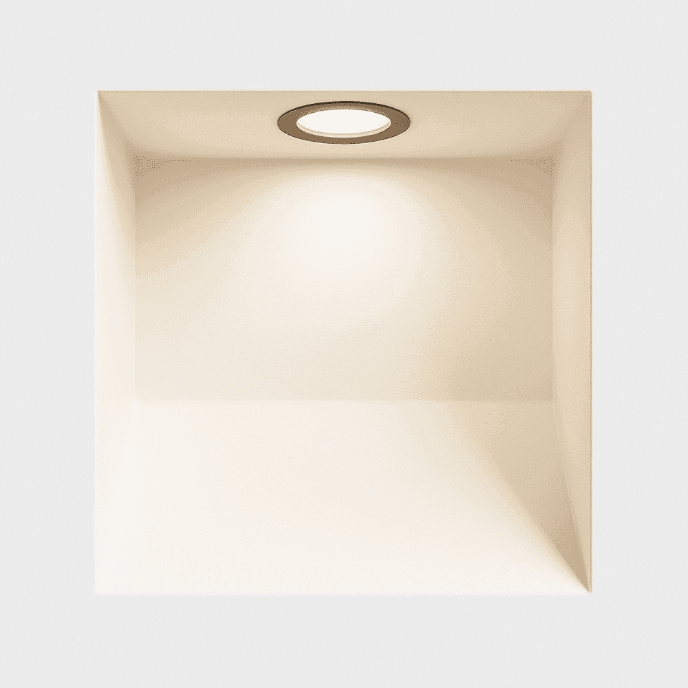 Applique murale LED carrée diffusant une lumière douce dans une niche