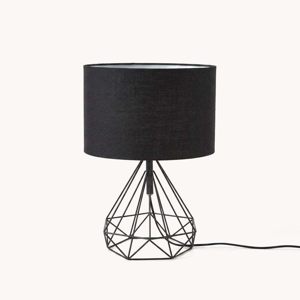 Lampe de Chevet Géométrique et Abat-Jour en Lin