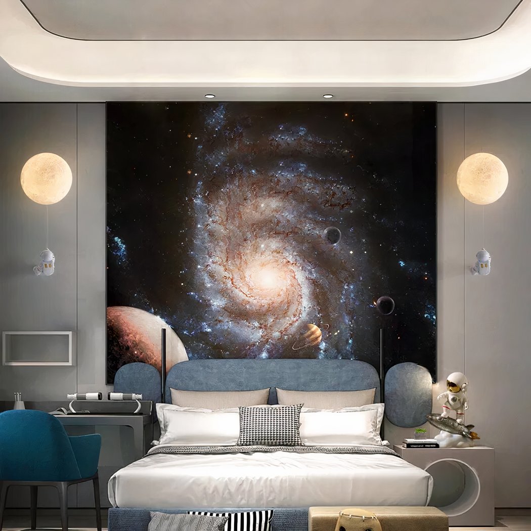 Lampe de chevet Murale Enfant LED Lune avec Astronaute - Opale