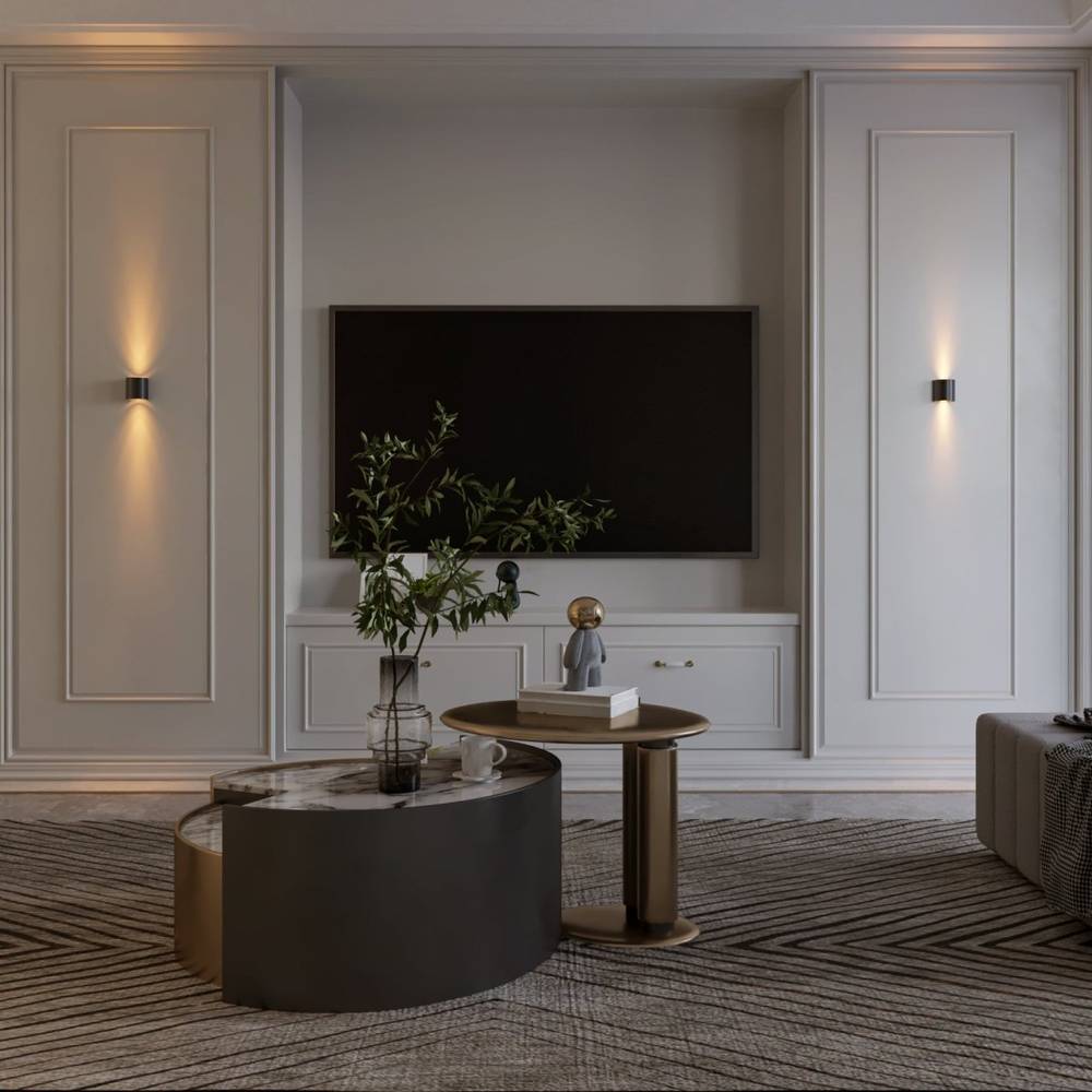 Deux appliques murales LED de part et d'autre d'un meuble télévision