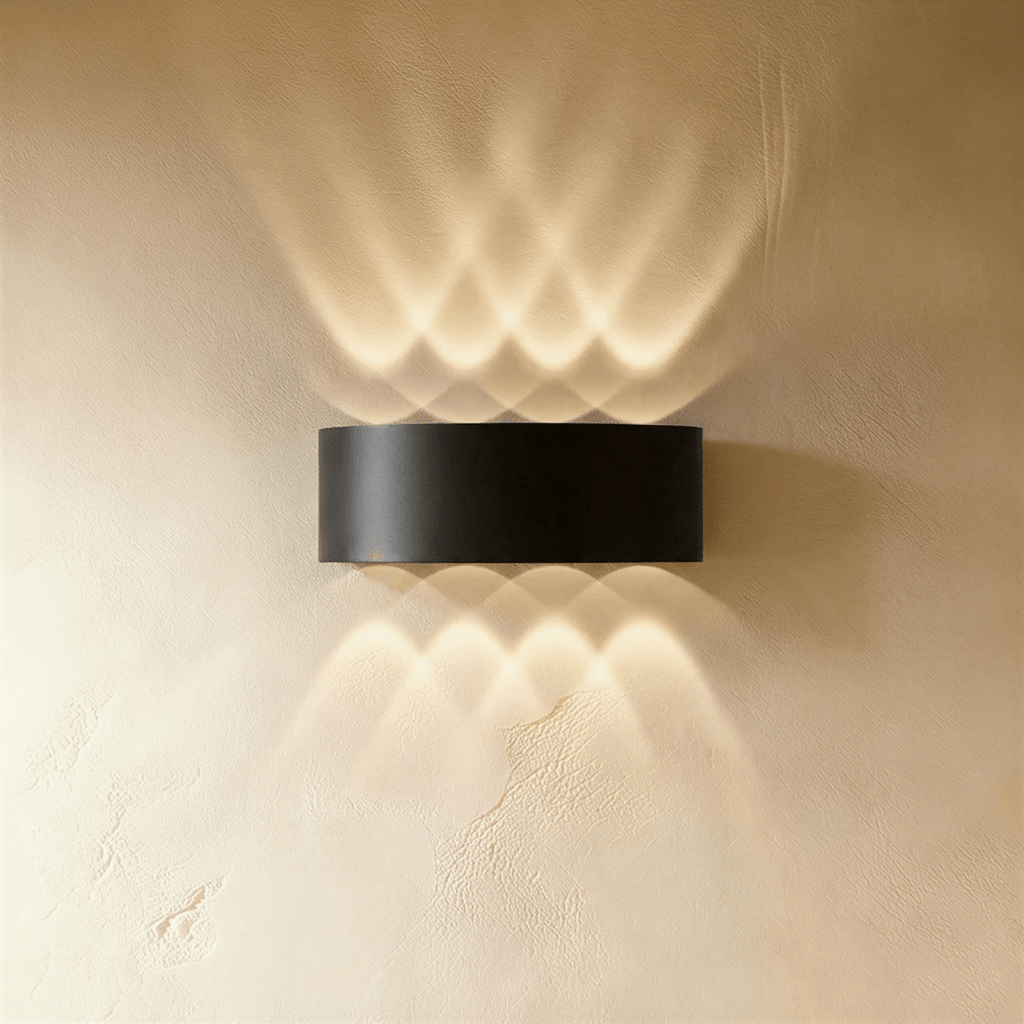 Applique murale LED étanche noire 8W à huit faisceaux