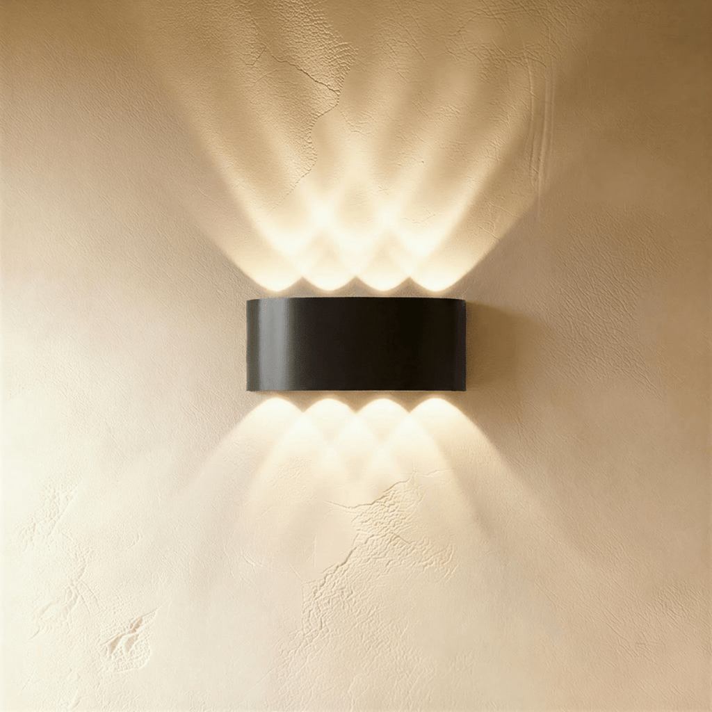 Applique murale LED étanche noire 6W à six faisceaux