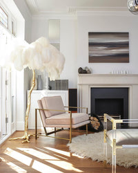 Lampadaire en Laiton et Plumes d'autruche - Opale
