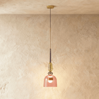 Suspension verre vitrail rose, modèle C en forme de cloche